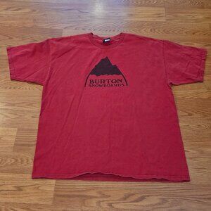 Vintage 90s Y2K Burton Snowboards Red Spellout T Shirt Size XL Old School